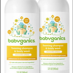 Babyganics Shampoo and Body Wash Refill, Chamomile Verbena, 32 Fl Oz (Pack of 2)