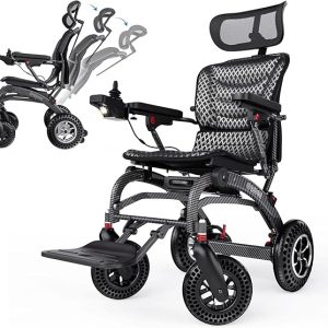 Lightweight Electric Wheelchair for Adults Foldable with Ergonomic, 145° Reclining Portable Motorized Wheelchair with 12AH Lithium Battery/400W Brushless Motors, Travel Power Wheel Chairs (12AH)