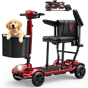 M10 4-Wheel Foldable Mobility Scooter for Seniors & Adults, 13AH+10.4AH Dual Battery, 30 Miles Long Range Portable 42 lbs Lightweight Travel Scooter, 265 lbs Capacity, Airline Approved