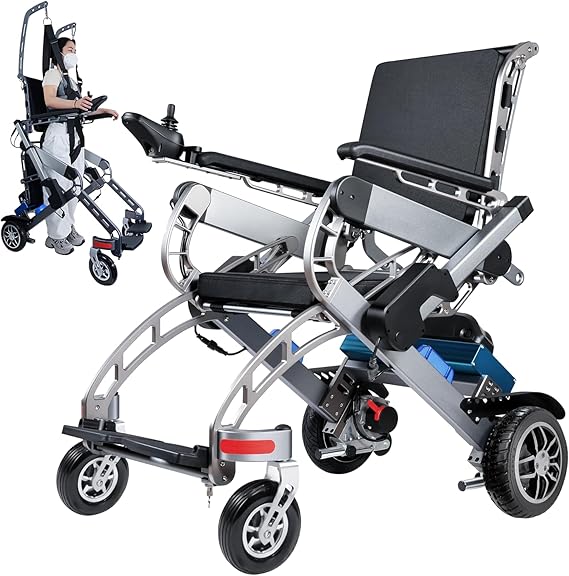 Electric Stand Up Walker & Wheelchair with Seat, 15-Mile Multifunctional Electric Wheelchair for Walking Assistance, Rehabilitation, Adjustable Height, Power Wheelchair with Standing Function